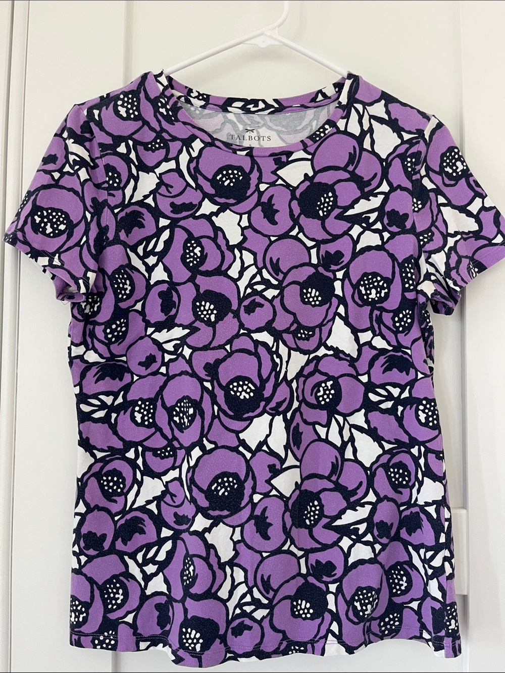 Talbots Lavender Floral Crewneck Short-Sleeve Tee